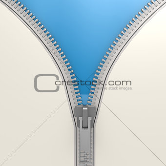 Isolated zipper with blue background