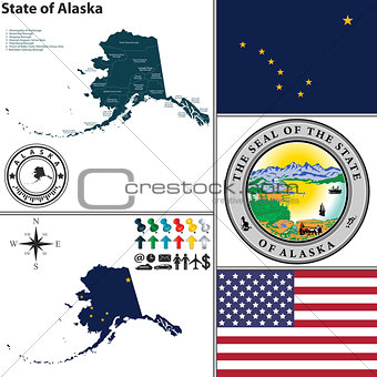 Map of state Alaska, USA