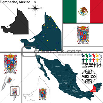 Map of Campeche, Mexico