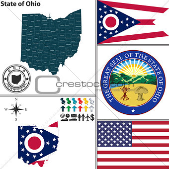 Map of state Ohio, USA
