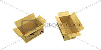 open cardboard boxes