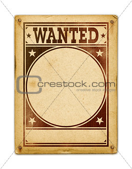 Wanted poster isolated on white