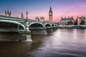 Big Ben, Queen Elizabeth Tower and Westminster Bridge Illuminate
