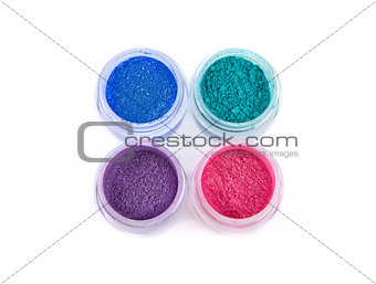 Set of mineral eye shadows in pastel colors  