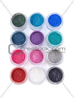 Set of colorful mineral eye shadows 