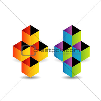 Logo with colorful cubes and shadow
