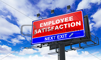 Employee Satisfaction Inscription on Red Billboard.