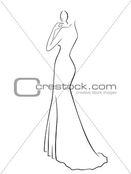 Abstract woman in a long gown