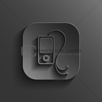 MP3 player icon - vector black app button with shadow
