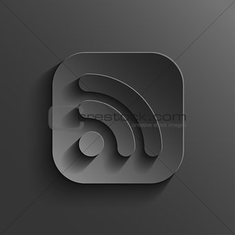 RSS icon - vector black app button with shadow