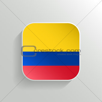 Vector Button - Colombia Flag Icon on White Background