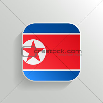 Vector Button - North Korea Flag Icon on White Background