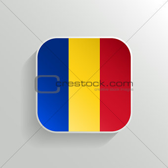 Vector Button - Romania Flag Icon on White Background