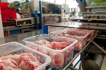 Lumps of meat in a container