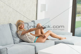 relaxed girl on sofa 