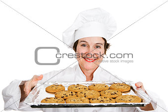 Baker with Tray of Cookies