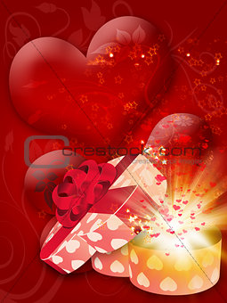 Card with heart shaped box