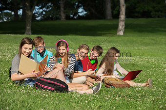 Cheerful Students Doing Homework
