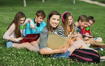 Smiling Student with Friends