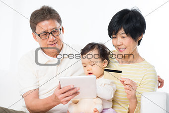 Asian family online shopping