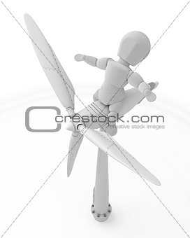 man with wind turbine