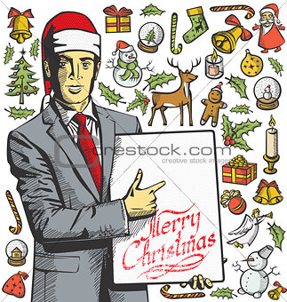 Christmas Card With Man