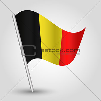 vector 3d waving belgian flag on pole
