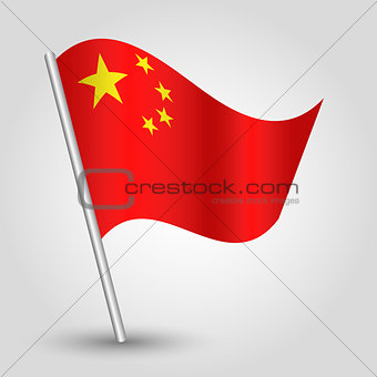 vector 3d waving chinese flag on pole