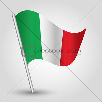 vector 3d waving italic flag on pole