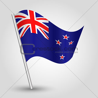 vector 3d waving New Zealand  flag on pole