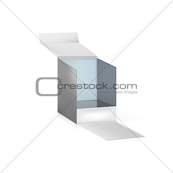 Vector illustration of gray opened box