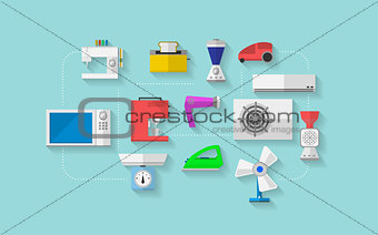 Flat vector icons for household appliances