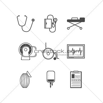Black vector icons for resuscitation
