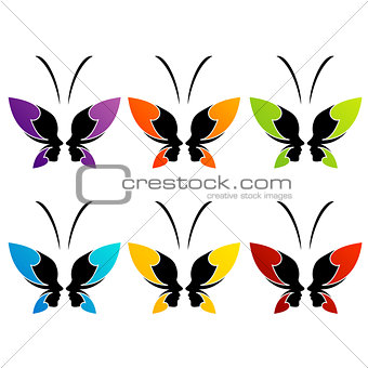 Face of a lady and butterfly- logo concept for spa or beauty