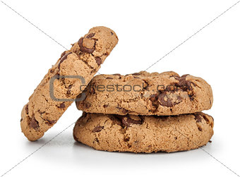 delicious chocolate chip cookies isolated white