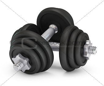 Big black dumbells over white background