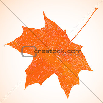 Orange pastel crayon vector autumn maple leaf background