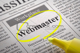 Webmaster Vacancy in Newspaper.