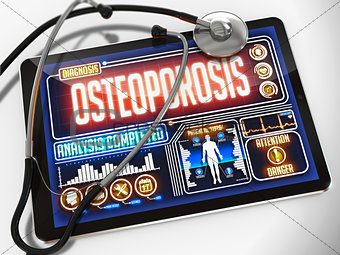 Osteoporosis on the Display of Medical Tablet.