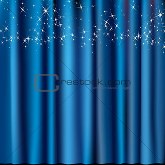 blue curtain with stars