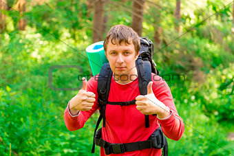 man in a hike enjoys the good weather
