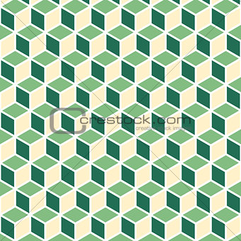 Abstract isometric green cube pattern background