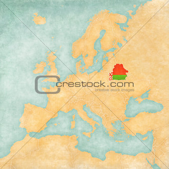 Map of Europe - Belarus (Vintage Series)