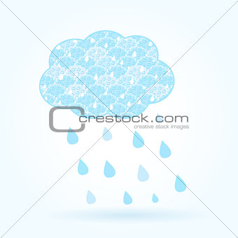 Vector Light Blue Cloud with Rain Drops.