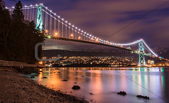 Lions Gate Bridge in Vancouver at Night