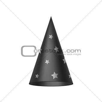 Black sorcerer hat with silver stars