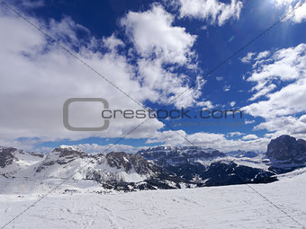 Winter landscape in Ortisei Val Gardena Italy