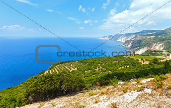 Summer Ionian sea coast  view (Kefalonia, Greece)