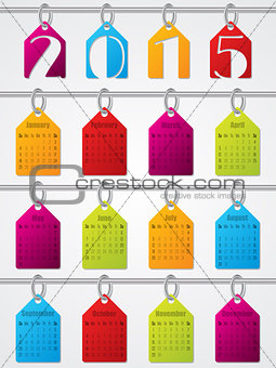 Hanging labels 2015 calendar design