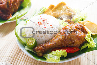 Malay food nasi ayam penyet